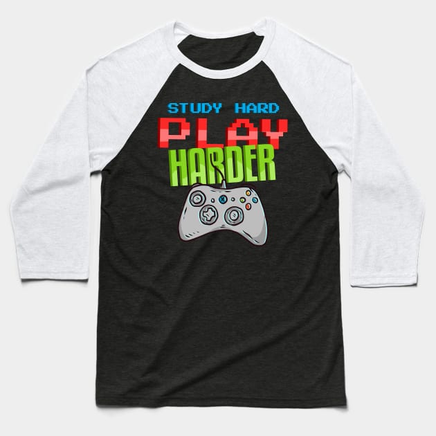 Study Hard Play Harder Baseball T-Shirt by Hip City Merch